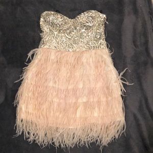 Bebe sequin feather dress